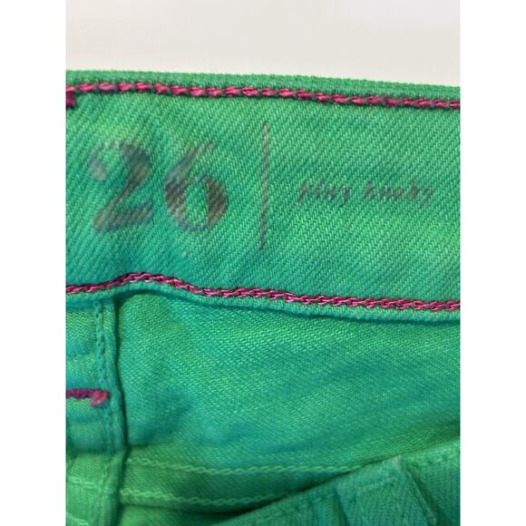 Sz 26‎ Women's KATE SPADE NY Perry Straight Skinny Play Hooky Lime Green Jeans - Picture 5 of 6